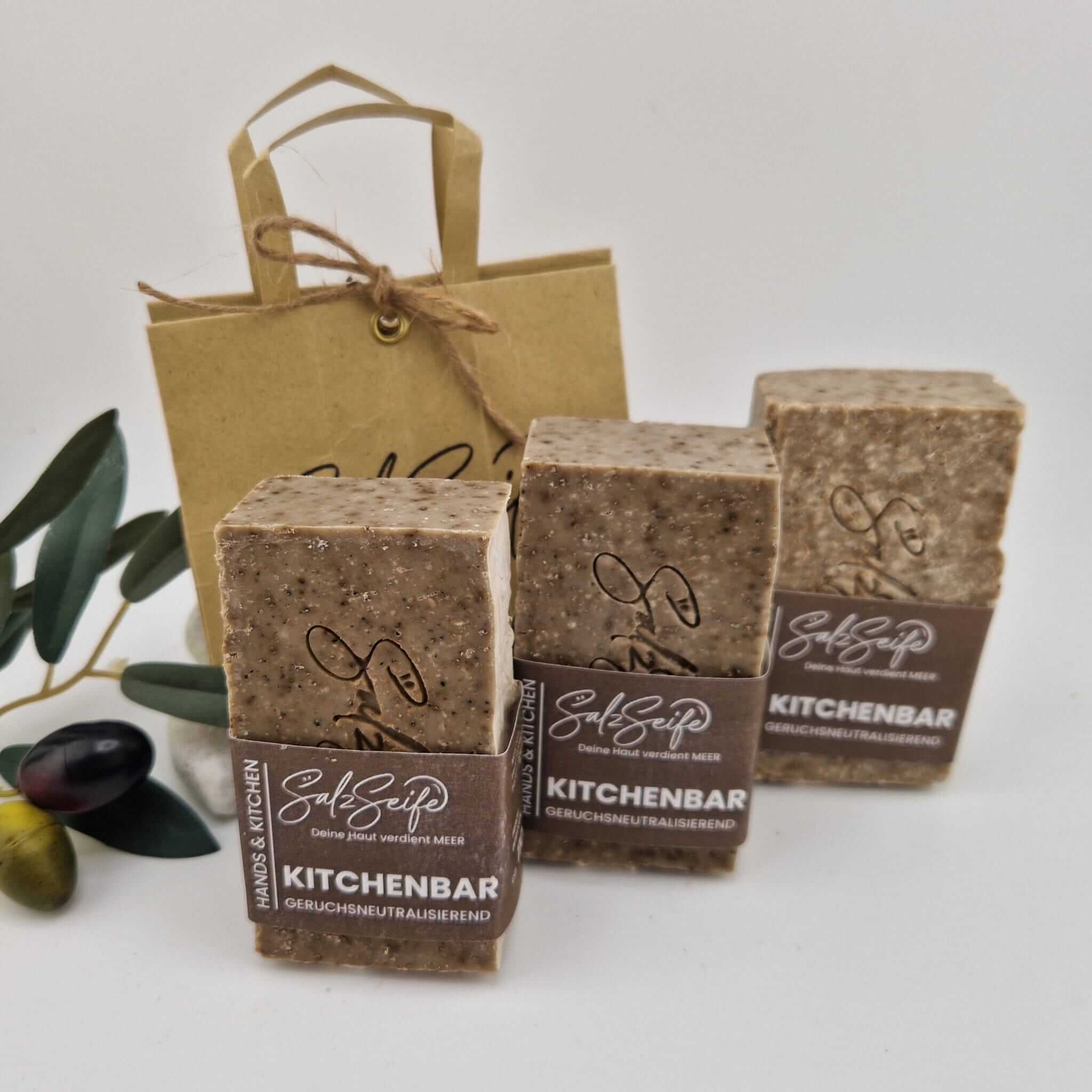 Küchenseife gegen Gerüche KitchenBar mit sichtbarem Kaffeepulver