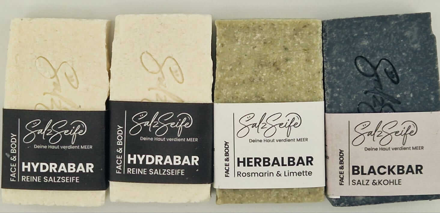 BARmix Salzseife Set plastikfrei verpackt auf hellem Hintergrund
