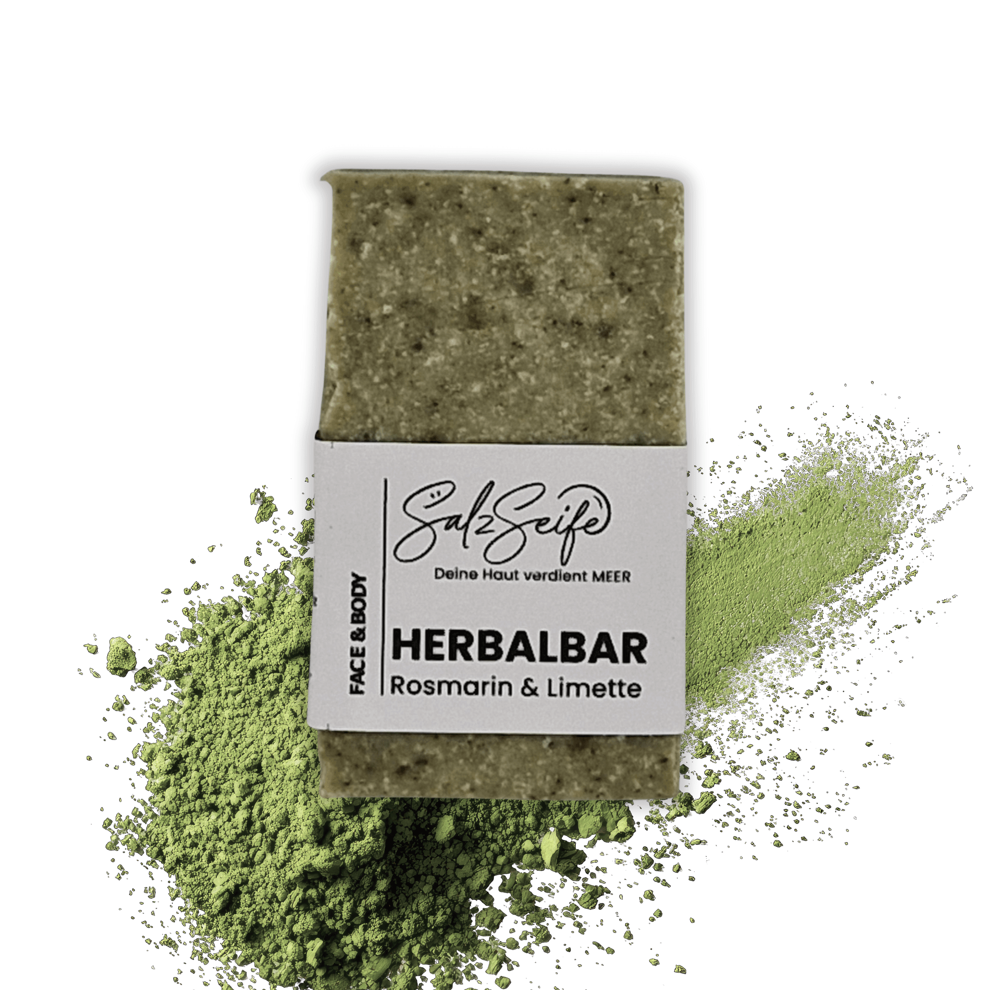 Grüne Kräuterseife HerbalBar auf gemahlenen Kräutern